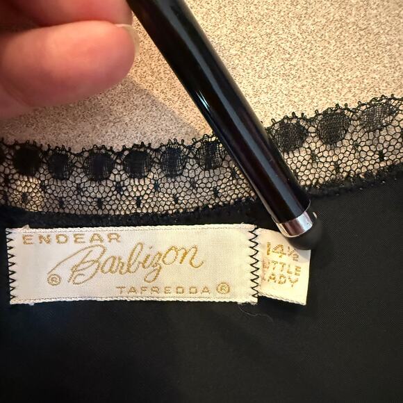 Barbizon Slip/Dress Black Babydoll Black Eyelet Lace 1950s Dark Whimsy Goth XS - Picture 4 of 12